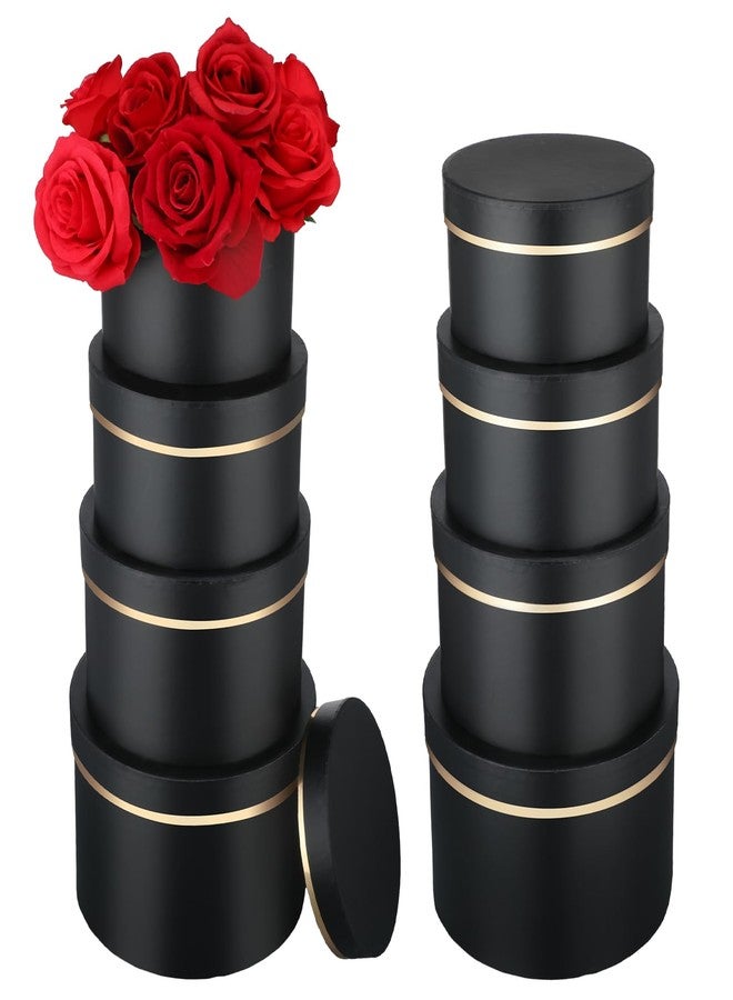 Resholder 8 Pack Valentines Round Nesting Gift Black Boxes with Lids for Presents Assorted Sizes Gift Wrap Boxes for Christmas Arrangements Bridesmaid Wedding Birthday Party Favor - Image 1